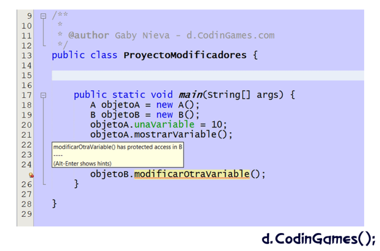 Java: Modificadores y Protected