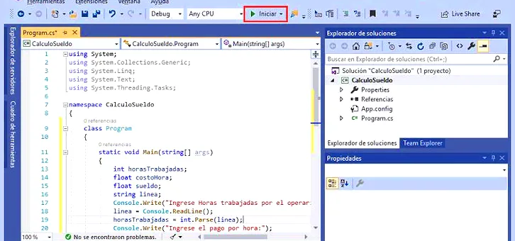 Un programa sencillo en C# : Guía de Programación