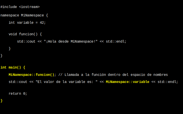 STD en C++: Espacio de Nombres y Significado